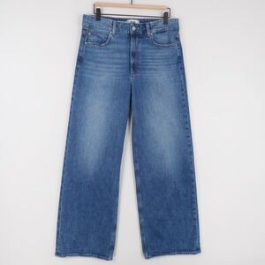 Paige Sasha Jeans Womens 31 Blue Wide Leg High Rise Fray Hem Stretch Stefania